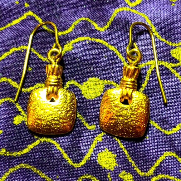 Brushed Gold Tone Pierced Earrings - Picture 2 of 2